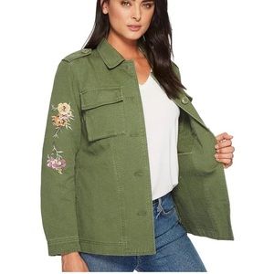 Levi's Floral Embroidered Florals Cotton Military Shacket Sz Med
